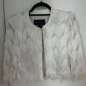 BCBG Maxazria White Tassle Jacket
